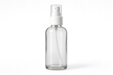 Large Clear Glass Spray Bottle with White Cap for Cosmetic Packaging Mockup