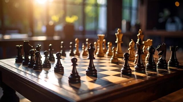 Chess board game set up