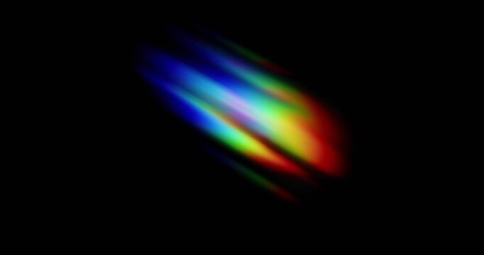 Real rainbow of sunlight shining into a prism creating a vivid rainbow of random dancing light rays. Refraction of a sunbeam for a spectrum of lights in vibrant colors for aurora borealis effect. Loop