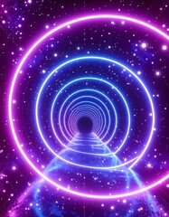 Obraz premium Neon tunnel through space