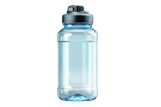 Light blue plastic water bottle