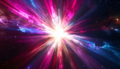 Obraz premium A vibrant explosion of color radiates outward from a central point in a captivating space backdrop.