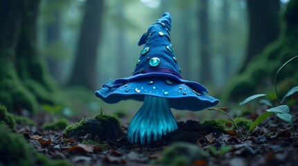 Mushroom with Wizard Hat in Forest