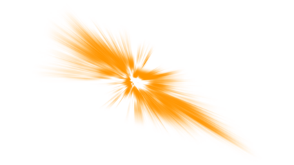 Orange energy clash or light explosion effect. Isolated dynamic flash PNG clip art on a transparent background for a comic book action scene or powerful design element.