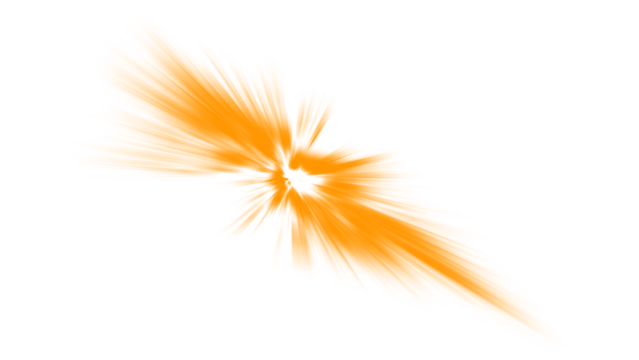 Orange energy clash or light explosion effect. Isolated dynamic flash PNG clip art on a transparent background for a comic book action scene or powerful design element.
