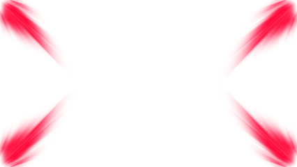 Red focus frame with blurred motion lines pointing to the center. Isolated action effect PNG clip art on a transparent background for a danger alert or dynamic gaming graphic.