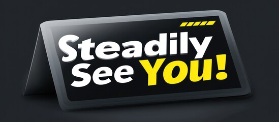 Tri-fold sign, Steadily See You message, dark background