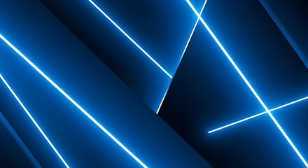 Dynamic abstract background with glowing blue neon lines forming modern geometric patterns, representing digital connection and innovative energy flow in a futuristic concept.