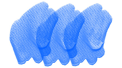Layered blue watercolor brush strokes on a paper texture. Isolated hand-painted paint smudge PNG clip art on a transparent background for a design accent, frame, or background.