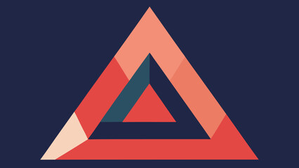 Abstract Geometric Triangle with Red Pink and Teal Color Blocks on Dark Blue Background vector illustration