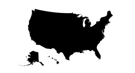United States Map A Black and White Silhouette Illustration