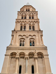 Looking Up at the Tower of St. Domnius on a Cloudy Summer Day in Split