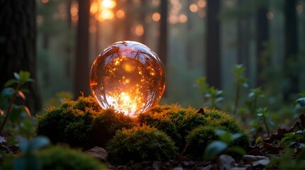 Crystal Ball in Forest with Sunlight
