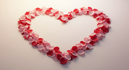 Obraz premium Heart shape made of rose petals valentine's day love romantic background design