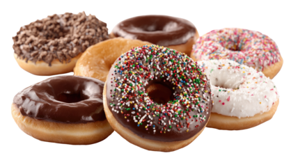 Assorted donuts in various toppings