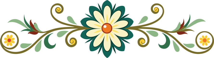 Elegant Daisy Floral Ornamental Divider Decoration.