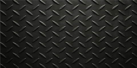 Textured black metal surface with a diamond plate pattern