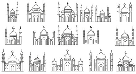 Unique Mosque Vector Icons Set