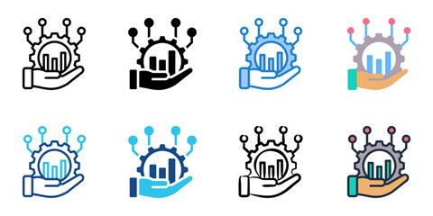 Data Science icon set multiple style collection 
