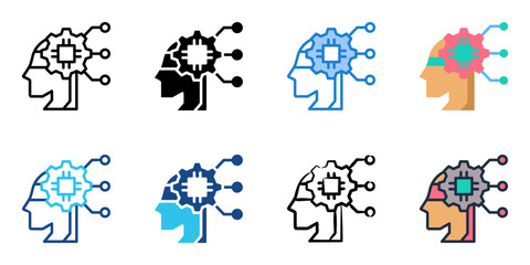 Machine Learning icon set multiple style collection 
