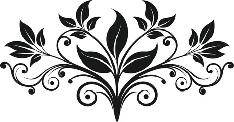 Obraz premium Elegant Floral Silhouette With Leaves.