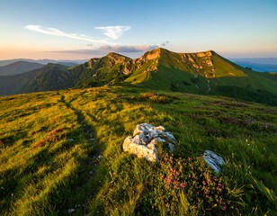 Mountain meadow sunrise