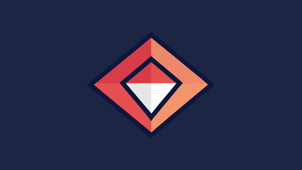 Diamond Shape with Red Orange and White Accents on Navy Blue Background abstract geometric