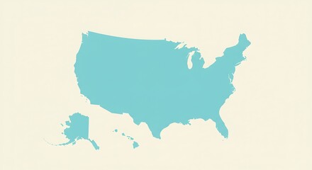 Obraz premium United States Map in Teal on Cream Background