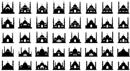 Fototapeta premium Unique Mosque Vector Icons Set