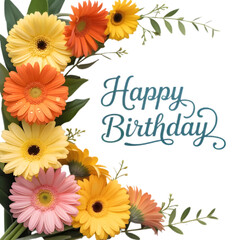 Vibrant gerbera daisies celebrate a happy birthday