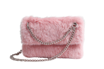 Pink faux fur handbag