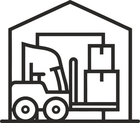 Industrial Forklift Outline Icon Illustration.
