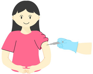 A woman receiving a vaccine