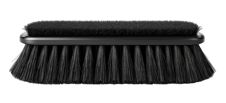 Black cleaning brush with stiff bristles