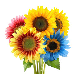 Fototapeta premium Colorful Bouquet of Flowers Isolated Against Transparent Background