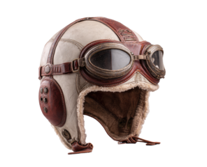 Vintage aviator helmet with goggles