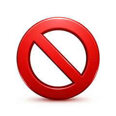 Bright red prohibition or no entry sign symbol on an isolated transparent background.