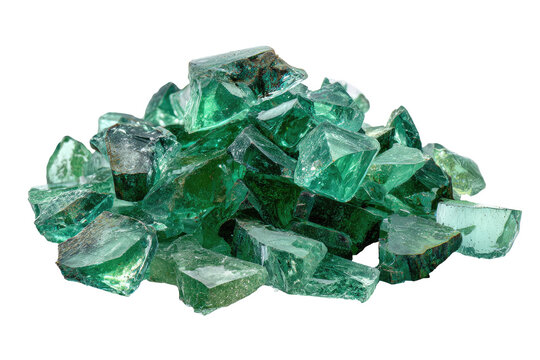 A pile of emerald green, faceted glass shards - Powered by Adobe