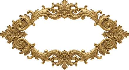 Luxurious Gilded Decorative Border with Intricate Carvings and Elegant Design
