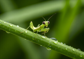 green praying mantis nymph
