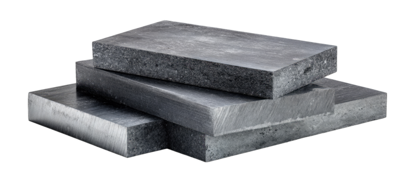 Stacked gray rectangular slabs