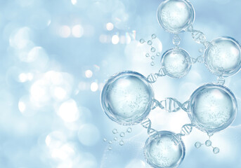 blue bubble molecule background for cosmetic product