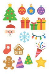 set of christmas elements