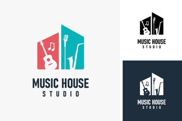 Musical instrument and house shape for music studio logo design