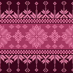 Pixel pattern design. Classic and luxury. Thai painting style. Colorful and seamless.