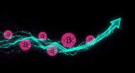 Bitcoin Dynamic upward trend of digital currency value, illustrating future financial growth and virtual asset appreciation in the evolving digital economy.