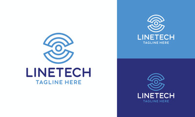 Tech Line Logo Design Technology Symbol Graphic Vector