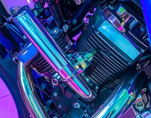 Close-up motorcycle engine detail