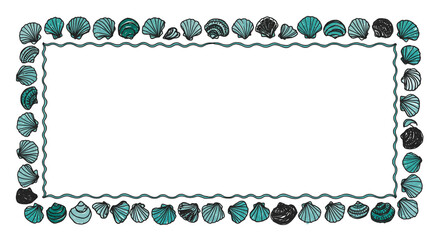 Beautiful seashell frame offers a creative border for your summer designs and coastal invitations