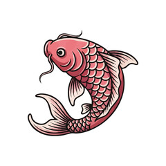 Lucky Pink Koi Fish Artwork. This vibrant rose colored carp illustration symbolizes prosperity and perseverance. A beautiful oriental design capturing the essence of strength and good fortune.